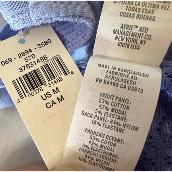 AERIE‎ Blue Lace Back Crop Tank with Built in Shelf Bra SIZE MEDIUM NWT - Picture 5 of 8